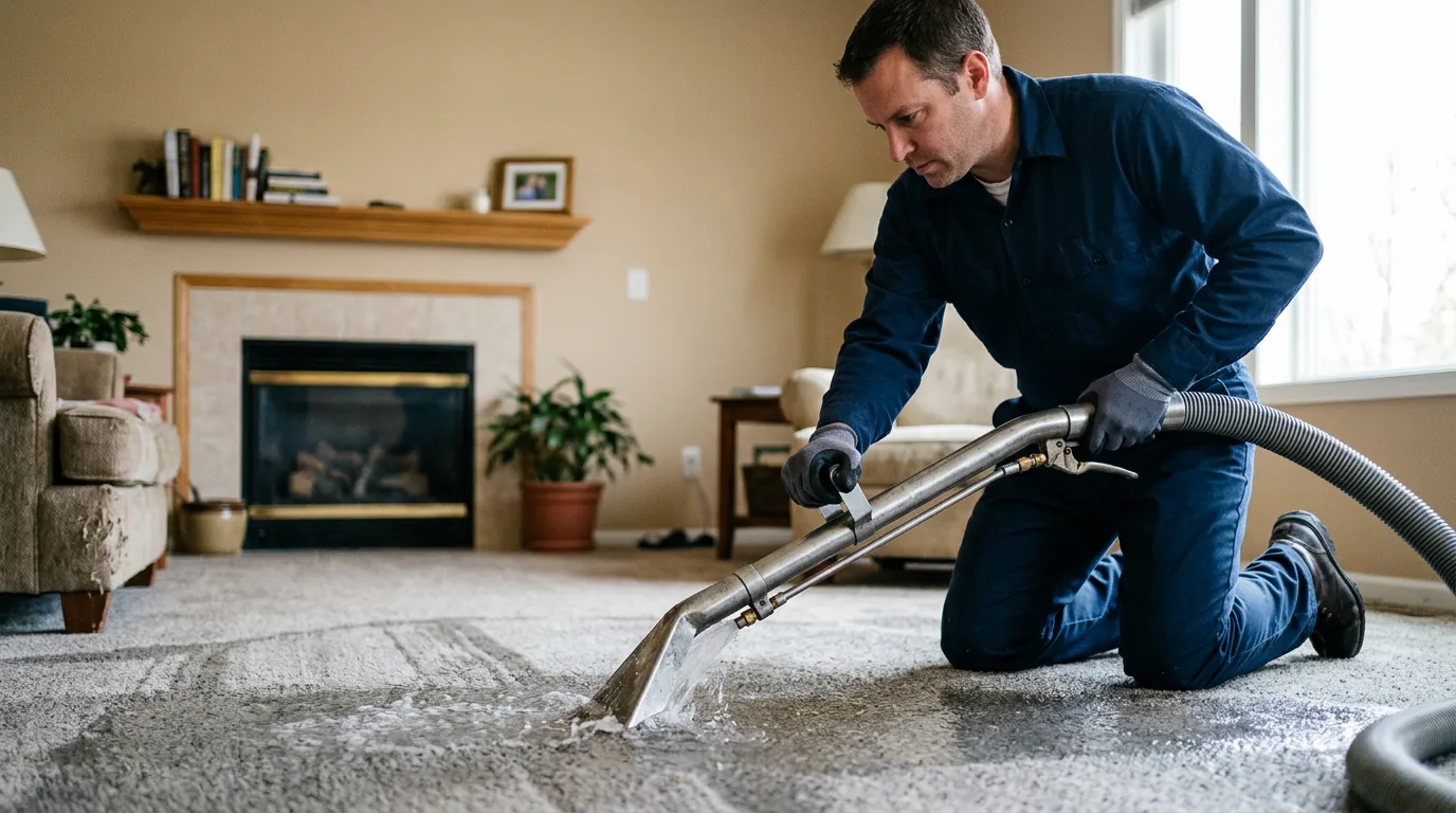 Water damage restoration technician working near Angle Inlet, MN